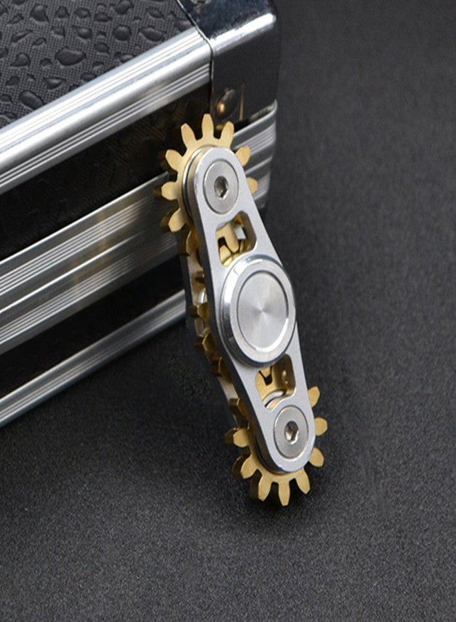 Bitopbi Pure Brass Fidget Spinner Gears Linkage Fidget Gyro Toy Metal DIY Hand Spinner Spins Long Time EDC Focus Meditation Break Bad Habits ADHD with Multiple Premium Bearings (Spinner 3 Gears White) - Image 2